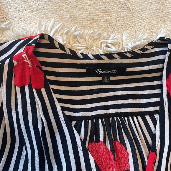 Madewell stripped black and white wrapped blouse with candied orchards - Picture 4 of 4